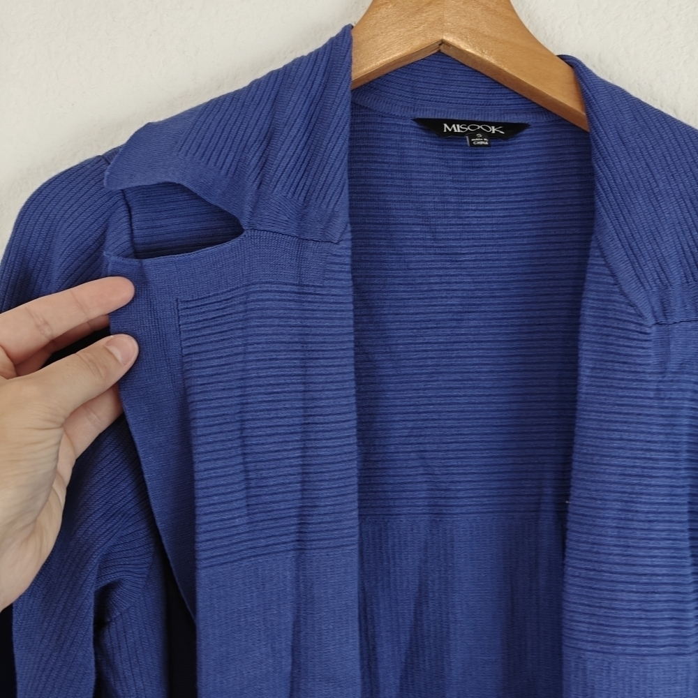 MISOOK Textured Relaxed Ribbed Recycled Knit Duster Cardigan In Blue Size Small - Picture 10 of 15